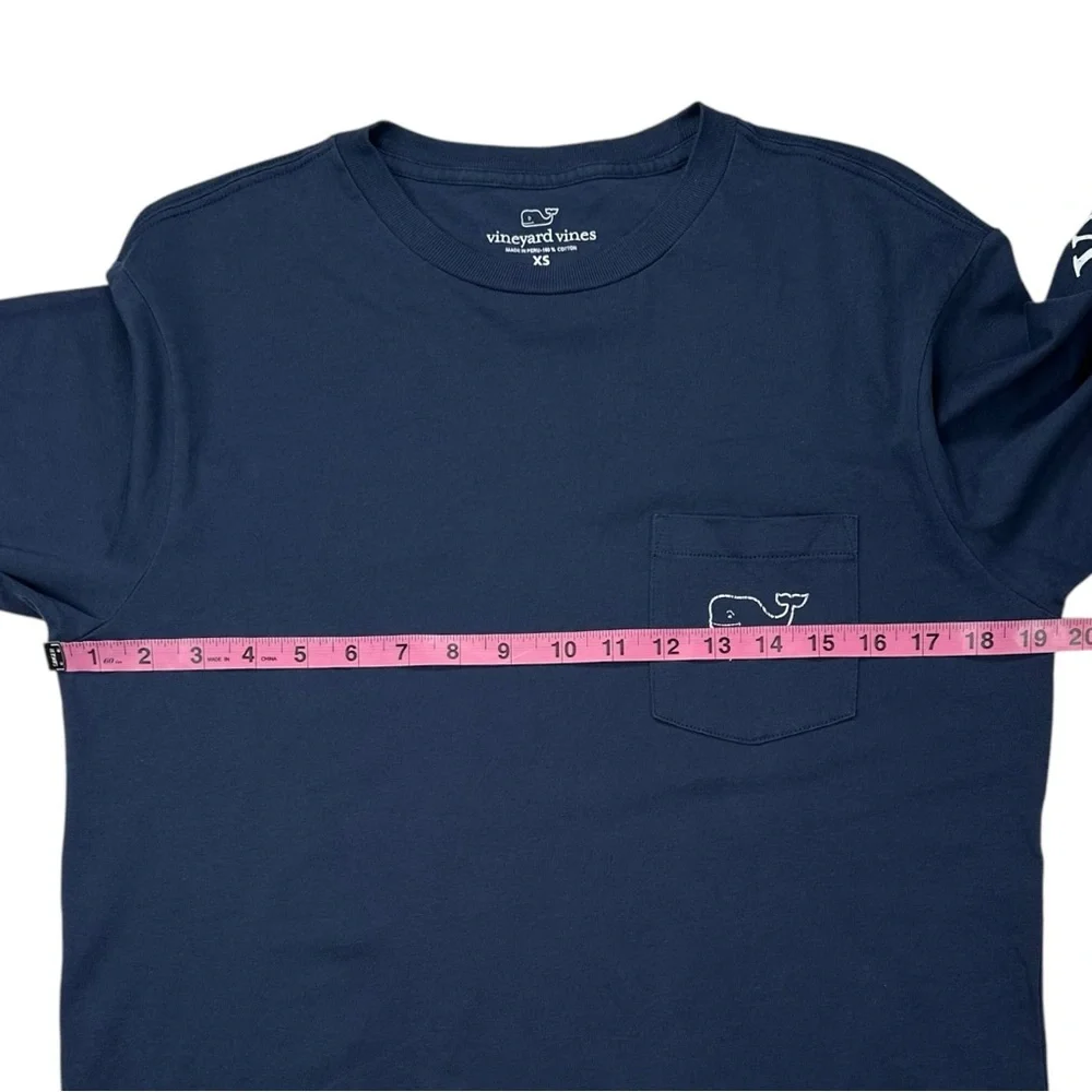 Vineyard Vines Vintage Whale Long-Sleeve Pocket‎ Tee Blue Blazer Size X-Small - Picture 14 of 14